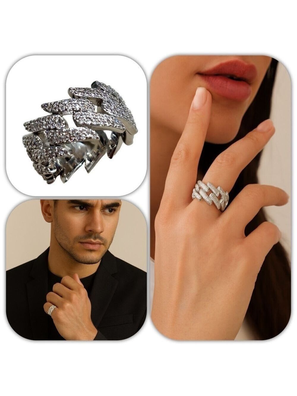 Moissanite 2.53 CTW unisex Cuban Ring